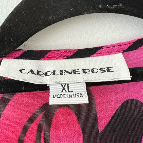 Caroline Rose Groovy Swirl Drape Pink and Black Jacket Pullover - Picture 5 of 5